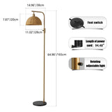XZHGCEE Boho Floor Lamp for Living Room: Rattan Floor Lamp for Bedroom - Gold Standing Lamp with Dimmable Tall Lamp,No Bulb