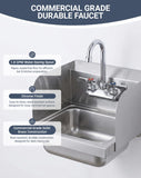 Phivan Commercial Sink Faucet Wall Mount 4" Center Hand Sink Faucet - 3-1/2" Gooseneck Spout, Dual Lever Handles for Commercial Kitchen, Laundry/Utility Room, Restaurant | Brass Body, Ceramic Valve