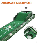 Golf Putting Mat Slim Compact 7.7-Inch Wide Single Hole – 8.5 Feet Long with Range Markers, Automatic Ball Return for Golfers Ascent