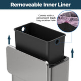 Stainless Steel Hanging Trash Can with Lid and Inner Bucket, 2 Gallon Kitchen Compost Bin for Counter Top