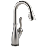 Delta Leland Touchless Bar Faucet with Touch Technology, Brushed Nickel Prep Sink Faucet with Pull Down Sprayer, Single Hole, SpotShield Stainless 9678TL-SP-DST