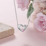Oseew Personalized Heart Birthstone Necklace for Women 10K 14K 18K Solid Gold Engraved Name Birthstone Necklace Birthday Christmas Mother's Day Jewelry Gifts for Her