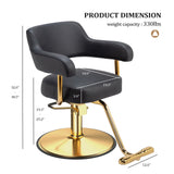 OmySalon Barber Chairs for Barbershop Black and Gold Styling Chair, Salon Chair for Hair Stylist Heavy Duty Hydraulic Pump, 360°Swivel with Footrest, Hairdressing Home Beauty Spa Braiding Equipment