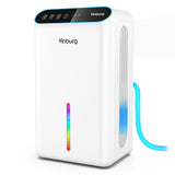 Dehumidifier for Home 1000 sq.ft - Small Quiet Dehumidifier with Auto Shut Off, Aromatherapy, 3 Gear Timer, Sleep Mode, 7-Color LED Light, Drain Hose for Bedroom, Bathroom, Basement, RV(Milky White)