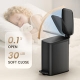 Bathroom Trash Can with Lid Soft Close, 6L/1.6 Gallon Stainless Steel Slim Garbage Can with Foot Pedal
