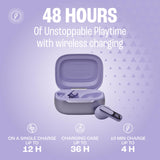 True wireless noise-cancelling closed-stick earbuds, 48Hrs total playback, Wireless Charging, 6 Mics (Purple) JBL