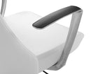 Office Star Antimicrobial Vinyl Adjustable High Back Office Desk Chair with Fixed Padded Aluminum Arms and Chrome Base, Dillon Snow