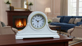 Vmarketingsite Mantel Clocks, Battery Operated, Silent Wood Table Clock with Westminster Chimes On The Hour, Solid Wooden Shelf Chiming Mantle Clock, 9" x 16" x 3" (White - Arabic Numerals)