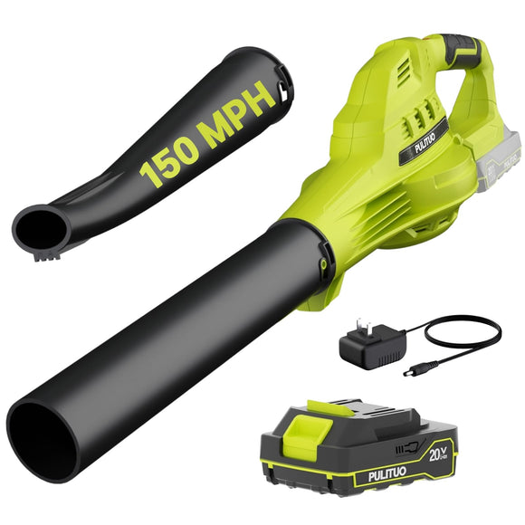 Leaf Blower Cordless, 20V Electric Leaf Blower Cordless with Battery and Charger- 150MPH 3 Speeds 17000RPM Lightweight Battery Leaf Blowers