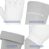 2 Pairs: Rose Pruning Long Gardening Pigskin Leather Gloves, Thorn Proof Yard Work Leather Gloves - Brown, Grey, Medium