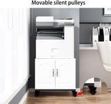 PXIWDAN Printer Stand Wood Printer Stand with Wheels and Door Cart Cabinet Home Copier Bracket Office Pulley Shelf for Office(C)