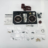MechPuConToy Hit and Miss Engine Kit That Runs, HM-01 7cc 4-Stroke Horizontal Stationary Engine Model with High/Low Speed Gear Lever (KIT Version/Black)