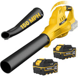 Leaf Blower Cordless with 2X 4.0Ah Batteries and Charger, 150MPH Lightweight Cordless Blower, 3 Speeds Small Battery Operated Leaf Blowers for Lawn Care, Patio, Yard, Leaves, Grass, Dust (Yellow)