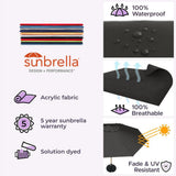 Midtown Umbrellas Push & Pop 10 Ft Patio Umbrellas with Push & Pop Mechanism, 8 Fiberglass Ribs & Sunbrella Fabric – Outdoor Umbrella for Deck, Pool, Cafés and Hotels – Black Canopy, Silver Pole
