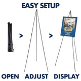 Quartet Easel, Instant Easel Stand, 63", Tripod Base, 6-Pack (S29E)