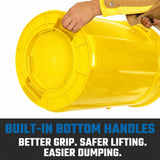 Magnum 44 Gallon Trash Can, High-Vis Yellow, Construction Grade, Heavy Duty Plastic, Jobsite Ready for Handling and Holding Garbage CMTC-C000-44Y02 (2 Pack)