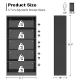 66 in Black Heavy Duty Metal Bookshelf, 5-Tier Adjustable Tall Bookcase