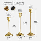 SylvaCraft Brass Gold Candle Holders Rustproof Taper Candlestick Holders for Holiday Party Table Centerpiece Wedding Fireplace Mantel Housewarming Gift(10 Sets(30 Pcs))