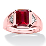 Oseew Emerald Cut Ruby Ring for Men 10k/14k/18k Gold Created Mens Ruby Gemstone Rings Luxury Jewelry Customized 2-6 Carat Men's Ruby Ring Engagement Ring Promise Ring For him