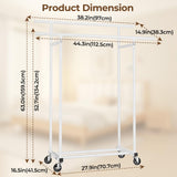 HYSEYY Double Rods Clothes Rack, Rolling Clothing Rack for Hanging Clothes Portable Wardrobe Rack, Metal Garment Rack Sturdy Coat Rack for Bedroom Laundry Living Room, White