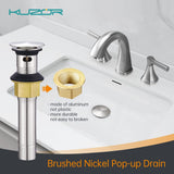 KUZOR Brushed Nickel Pop Up Bathroom Sink Drain with Overflow, 1 Pack