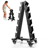 YOLEO Heavy-Duty A-Frame Dumbbell Rack with Wheels, 5-Tier Weight Rack, 440LBS Capacity, Space-Saving Home Gym Storage Organizer (Rack Only)