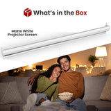 Manual Pull-Down Projector Screen - Universal 72-inch Roll-Down Retractable Manual Projection Screen w/ Auto-Locking Pyle