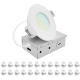 LUXRITE 3 Inch LED Recessed Light, ECO Backlit Mini Panel Spotlight, 5CCT 2700K-5000K, 660 Lumens, High Output, 8 Watts, Dimmable, IC Rated, Wet Rated, ETL Listed, Energy Star, Round (24 Pack)
