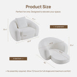 SICOTAS 49.9" Curved Convertible Sofa Couch Bed for Living Room Futon Cloud Boneless Sleeper Chair Pull Out Floor Couch with Deep Seat Single Sofa Foam Lounger No Assembly for Bedroom Apartment, White