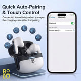 Boudio Max 2.0 Wireless Earbuds, Bluetooth 5.4 True Wireless Headphones with Active Noise Cancellation, Deep Bass Hi-Fi Sound Earphones with Mic for TV, Phone, PC & Laptop