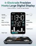 YUHUO Smart Scale for Body Weight, 4-Electrode BIA Body Composition Scale with High Precision, Large LED Display, Digital Bathroom Scale for BMI, Body Fat, Muscle Mass, 18 Metrics Sync APP, 400lb