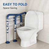 Loyoda Steel Toilet Safety Rail for Seniors with Adjustable Height and Width - 11.7lbs Heavy-Duty Foldable Toilet Handle for Toilet Support, Elderly and Accessibility Aid （Blue）