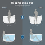 Empava 59-Inch Freestanding Air Jetted Bathtub with Micro Bubble Hydrotherapy | Oval Japanese SPA Design, Pre-Molded Seat, Luxury Soaking Tub,Glossy White