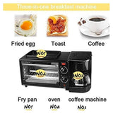 HEQIM Portable Oven Breakfast Maker, 3-in-1 Breakfast Maker Station with Coffee Machine, Non-Stick Pan, Toaster Oven, 30-Min Timer