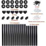 5-Story Rustic Black DIY Open Pipe Shelves with Wood Planks Bookshelf LBSLMJB