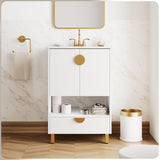 phiestina Fully Assembled 24 Inch White Modern Bathroom Vanity with Sink, Free Stading Vanity Cabinet for Bathroom with 2 Doors and 1 Drawer,Faucet Not Included,YMS02-24-WHITE-JH