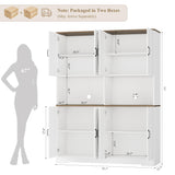 HOSTACK 71" Tall Pantry Cabinet, 55" Wide Kitchen Pantry Storage Cabinet, Large Kitchen Hutch with 2 Microwave Stands, Farmhouse Coffee Bar Station with Doors and Shelves for Dining Room, White