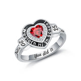 Oseew 2027 Women High School College Graduation Class Ring (White Gold)