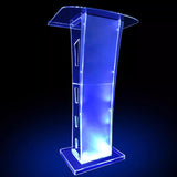 Modern Acrylic Podium Stand - Clear Lectern & Pulpit for Churches, Weddings, Classrooms & Conferences - Sturdy Floor-Standing Design with Wide Reading Surface