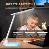 IHAO Luxury Multifunctional LED Desk Lamp10W Qi Wireless Charger Digital Alarm Clock Ambient Light & Temperature Display Adjustable Eye-Care Table Lamp with Leather Texture Design Table Lamp-U20 White