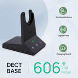 Wireless Headset, DECT & Bluetooth Dual-Mode 606 ft Range Headset for Teams Zoom, Skype with 3X Mic, 32 Talk Time, Office Work Headset Yealink