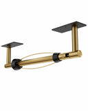 WZKALY Paper Towel Holder Under Cabinet, Self Adhesive or Wall Mount Hanging Paper Towel Holder with Damping Effect, Single Hand Operable, Stainless Steel for Kitchen Bathroom (Black&Gold)