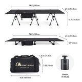 MOON LENCE Height Adjustable Camping Cot - Supports 330 lbs, Portable Folding Bed with Leg Extenders for Camping, Hiking, Sleeping, 1 Pack, Black