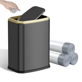 Swing-Top Rectangular Waste Bin, Stainless Steel Garbage Can for Home, Office, Toilet, Bedroom