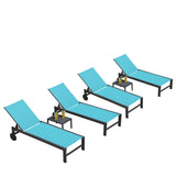 PURPLE LEAF Pool Chaise Lounge with Wheels, Fade-Resistant, Turquoise Blue
