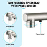Crea Kitchen Faucets with Pull Out Sprayer, Bathroom Sink Faucets Mini Bar Prep Faucet Single Handle 3 Hole Kitchen Farmhouse utility Faucet Outdoor Laundry, Brush Nickel