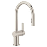 Moen 7622EVSRS Cia Smart Faucet Touchless Pull Down Sprayer Kitchen Faucet with Voice Control and Power Boost, Includes Optional Chrome Accents, Spot Resist Stainless