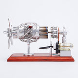 MechPuConToy Stirling Engine Model, 16 Cylinder Stirling Engine Model Swash Plate Glass Hot Cylinder Engine Model Kit