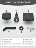 Black Shower Head and Handle Set 5 Inch Bathtub Faucet Shower Faucet with 6-Spray Shower Head Shower Valve Kit Modern Shower Set High-Pressure Shower Trim Kit