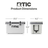 RTIC Ultra-Light 32 Quart Hard Cooler Insulated Portable Ice Chest Box for Drink, Beverage, Beach, Camping, Picnic, Fishing, Boat, Barbecue, 30% Lighter Than Rotomolded Coolers, White & Grey